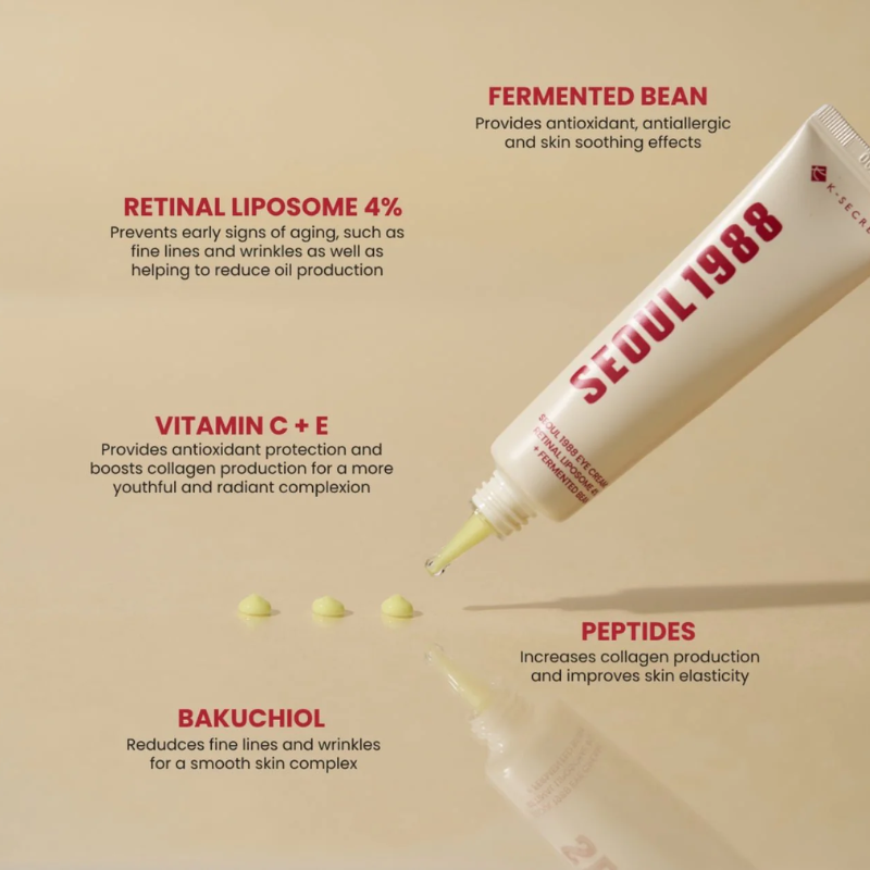 K-SECRET – SEOUL 1988 Eye Cream : Retinal Liposome 4% + Fermented Bean – 30ml