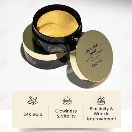 Farmstay – 24K Gold & Peptide Solution Ampoule Eye Patch, 60 patches