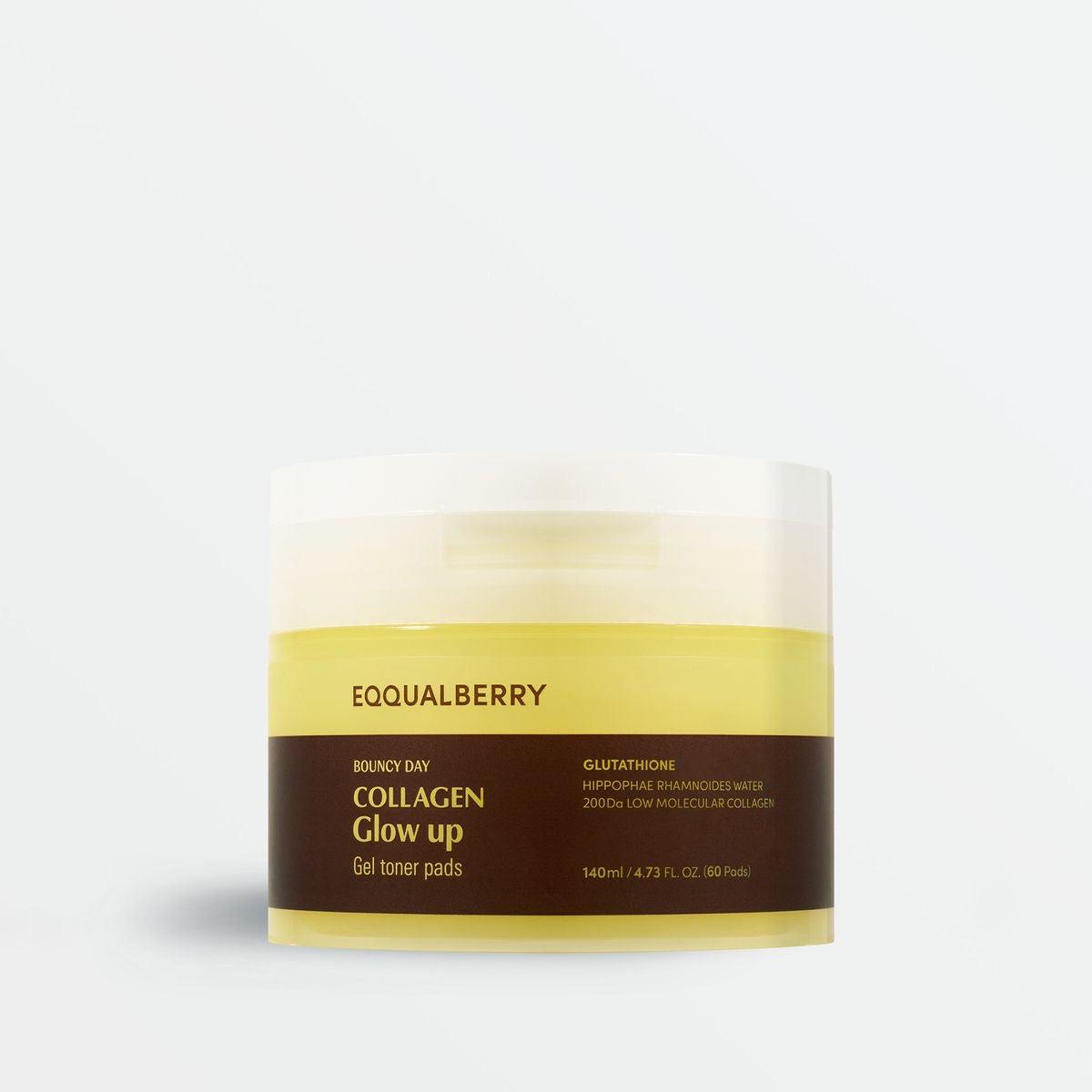 EQQUALBERRY – Collagen Glow Up Gel Toner Pads, 140ml, 60pads