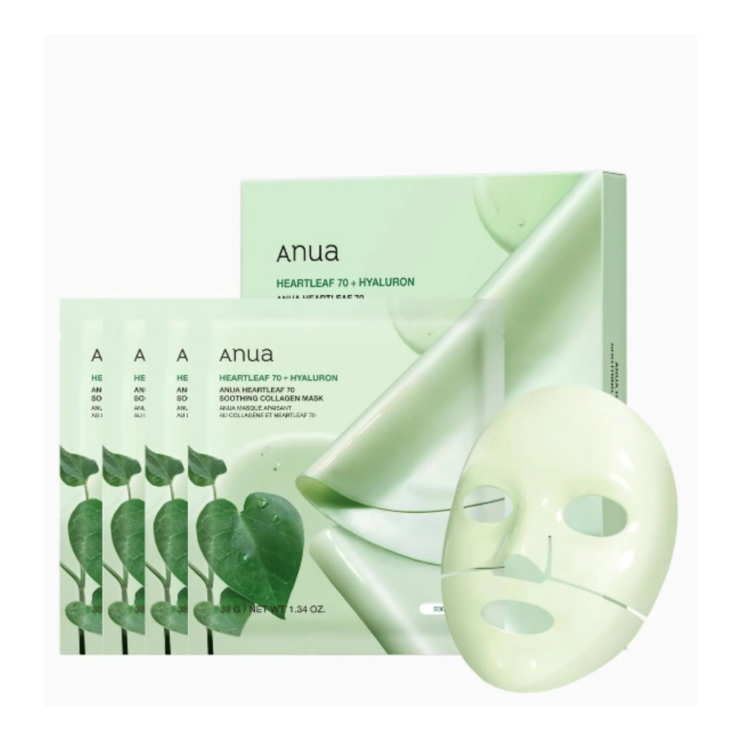 Anua – Heartleaf 70 Soothing Collagen Mask – 4pcs * 38g