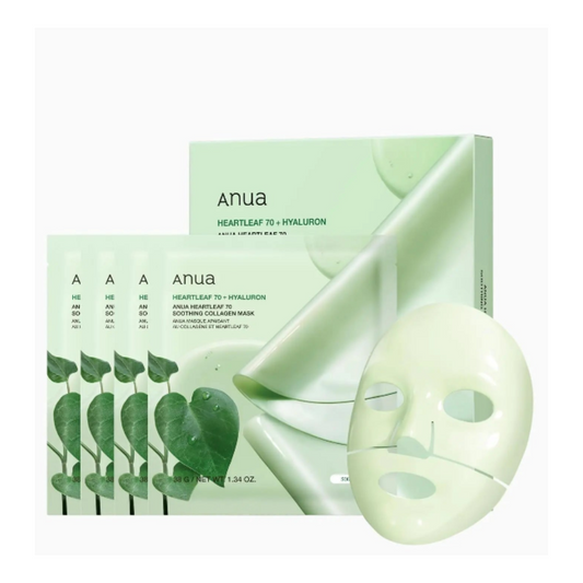 Anua – Masque apaisant au collagène Heartleaf 70 – 4 masques de 38 g