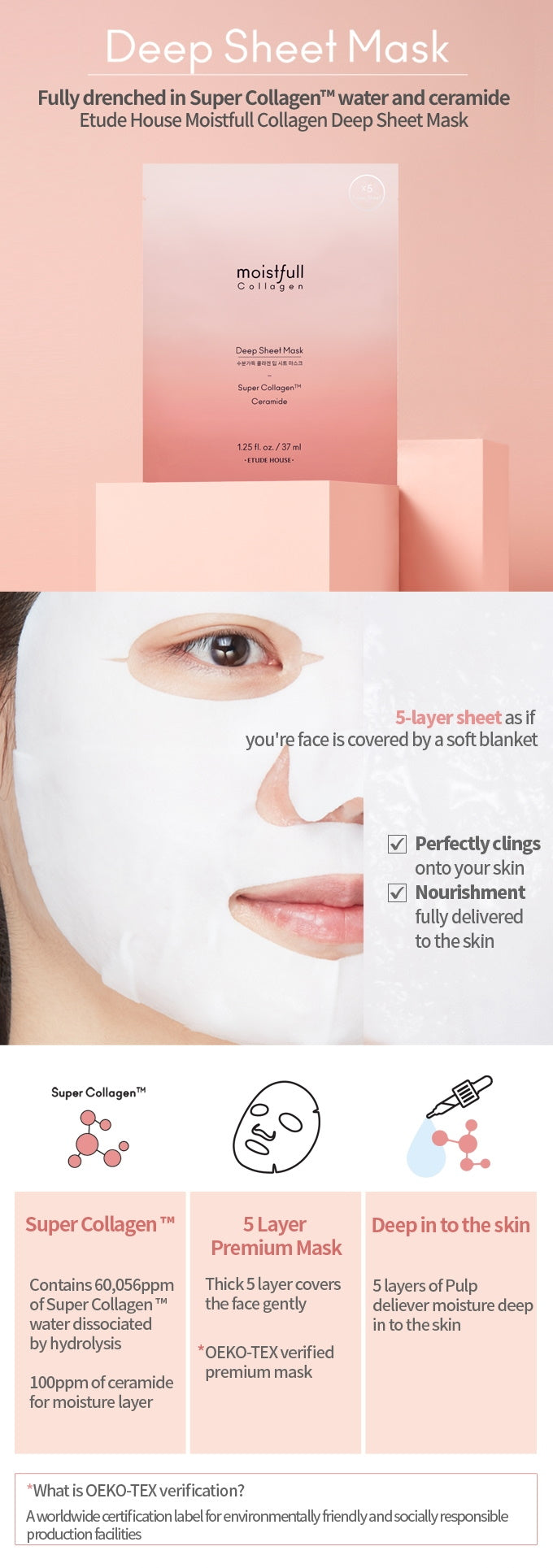 Etude House – Masque en tissu au collagène hydratant – 37 ml