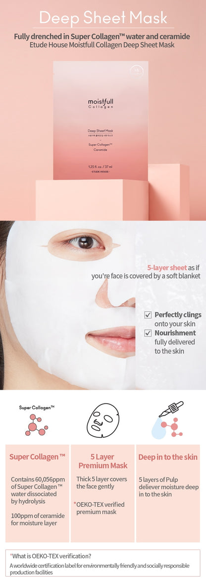 Etude House – Masque en tissu au collagène hydratant – 37 ml