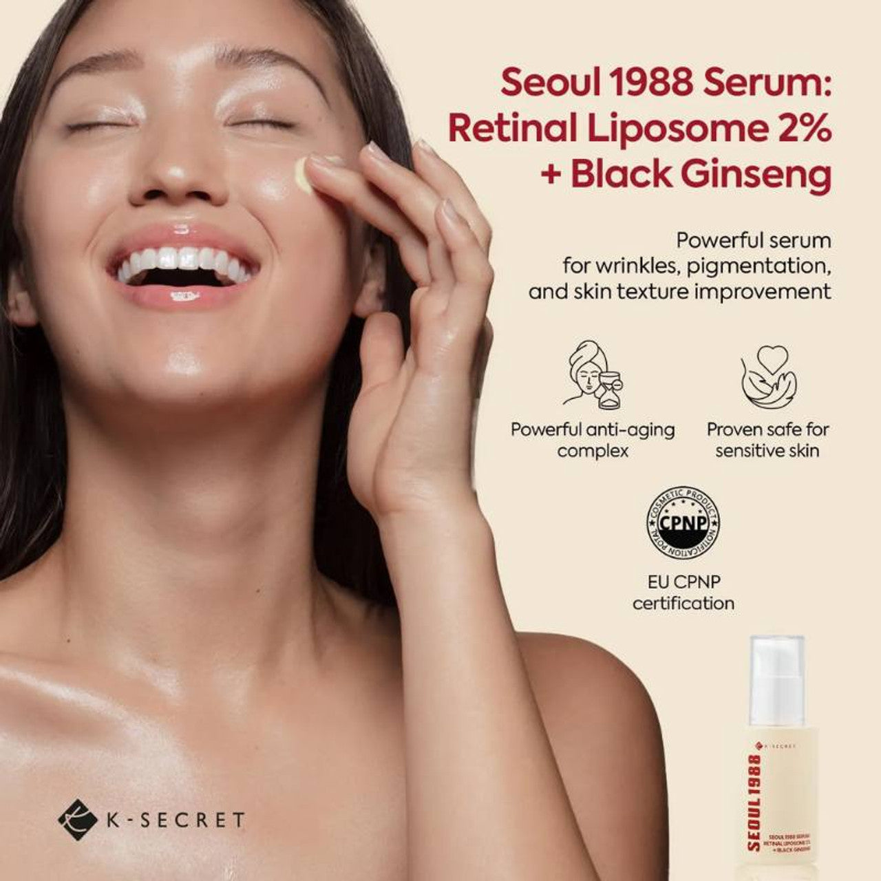 K-SECRET – SEOUL 1988 Sérum : Rétinal Liposome 2 % + Ginseng Noir – 30 ml