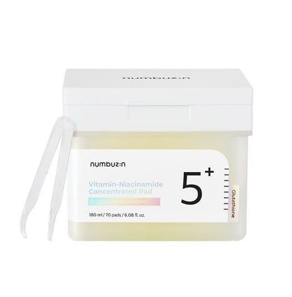 Numbuzin – Tampons concentrés de vitamines au glutathion n° 5+ – 180 ml / 70 lingettes