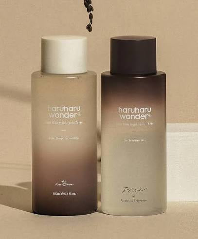 Haruharu Wonder – Lotion tonique à l'acide hyaluronique et au riz noir pour peaux sensibles, 150 ml