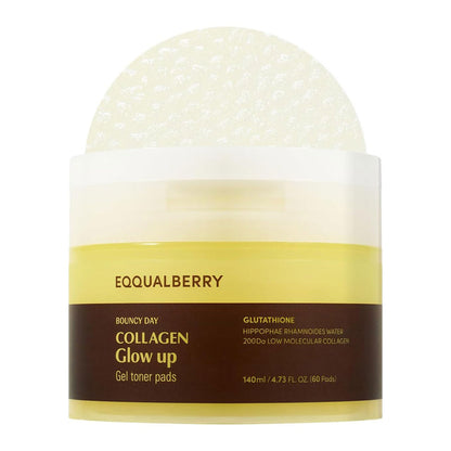 Eqqualberry – Collagen Glow Up Gel Toner Pads, 140ml/60pads