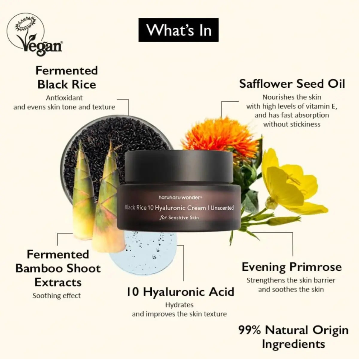 Haruharu Wonder - Black Rice 10 Hyaluronic Cream Unscented, 50ml