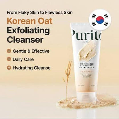 PURITO - Nettoyant exfoliant doux pour le visage à l'avoine, 150ml