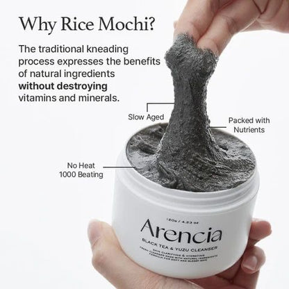 Arencia – Nettoyant mochi au riz et au thé noir, 120 g