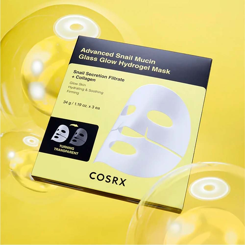 COSRX – Masque hydrogel éclat verre à la mucine d'escargot avancée, boîte de 3