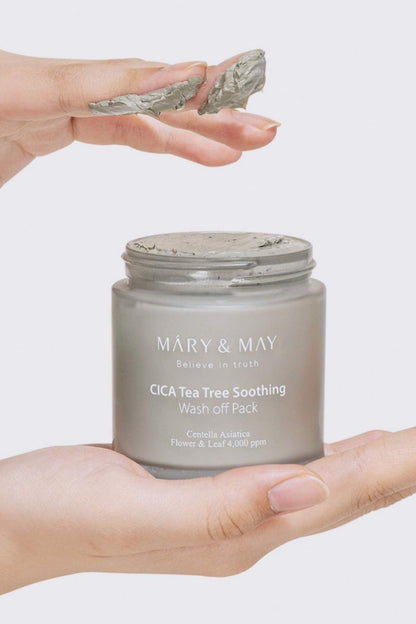 Mary &amp; May – Masque apaisant à rincer à l'arbre à thé Cica 125 g