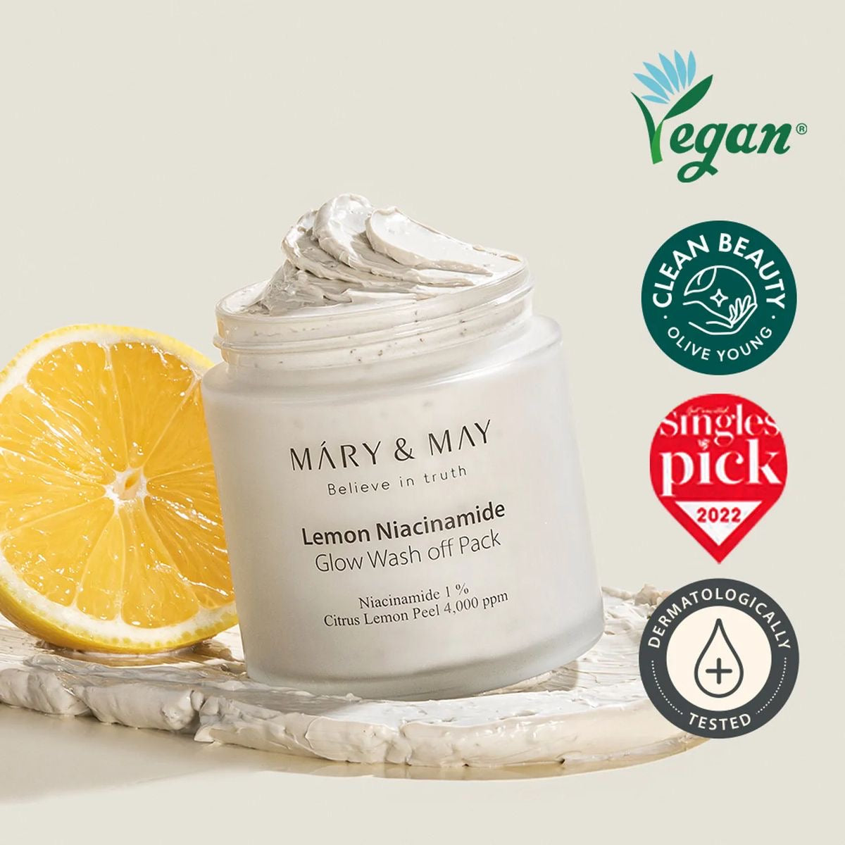 Mary &amp; May – Masque apaisant à rincer à l'arbre à thé Cica 125 g